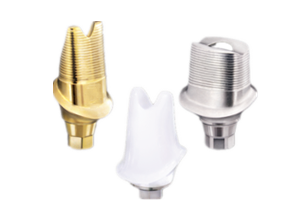 Three different types of dental implants are shown.